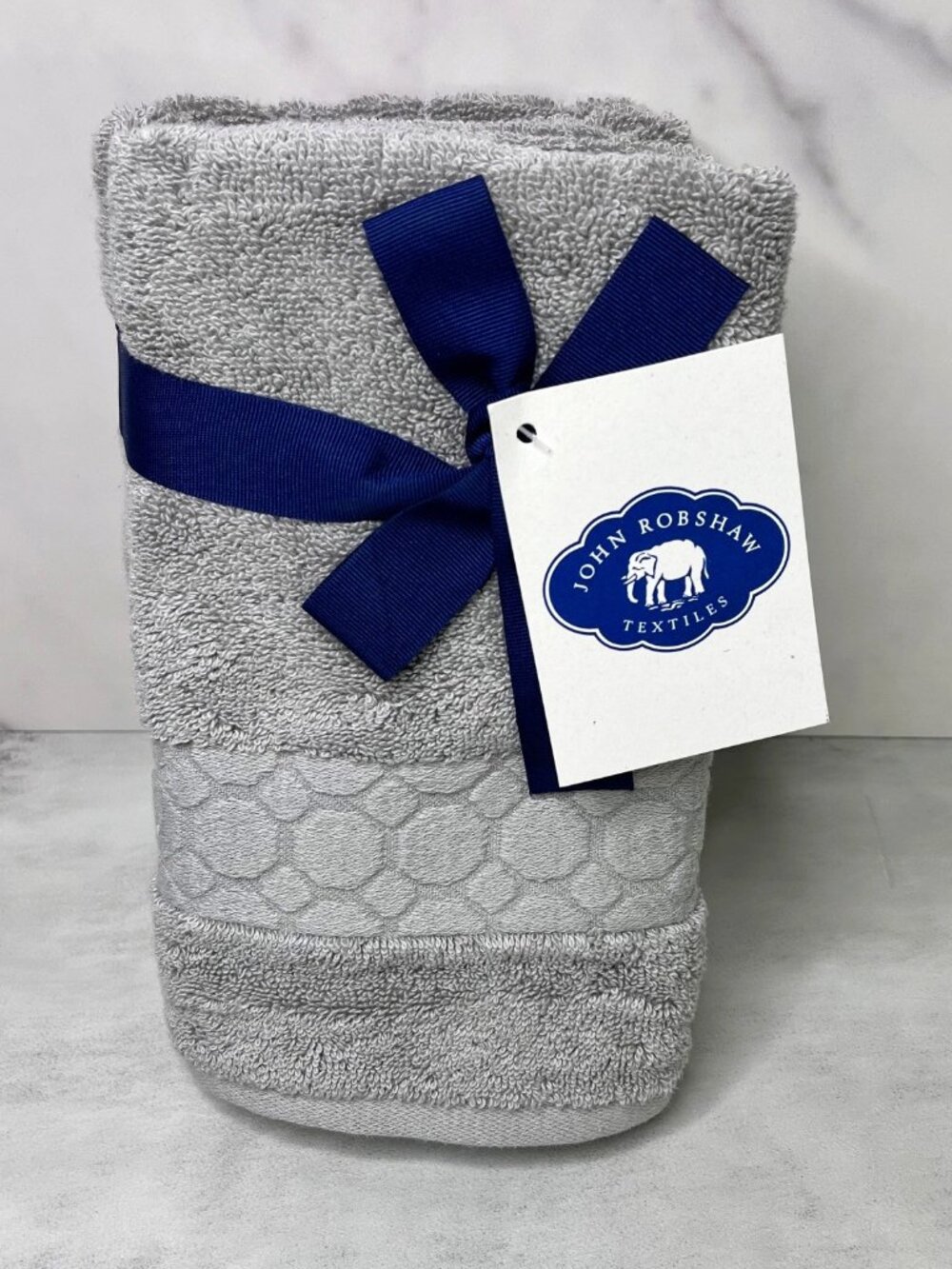 John Robshaw Gray Grey Hand Towels Set of 2 - 100% Cotton